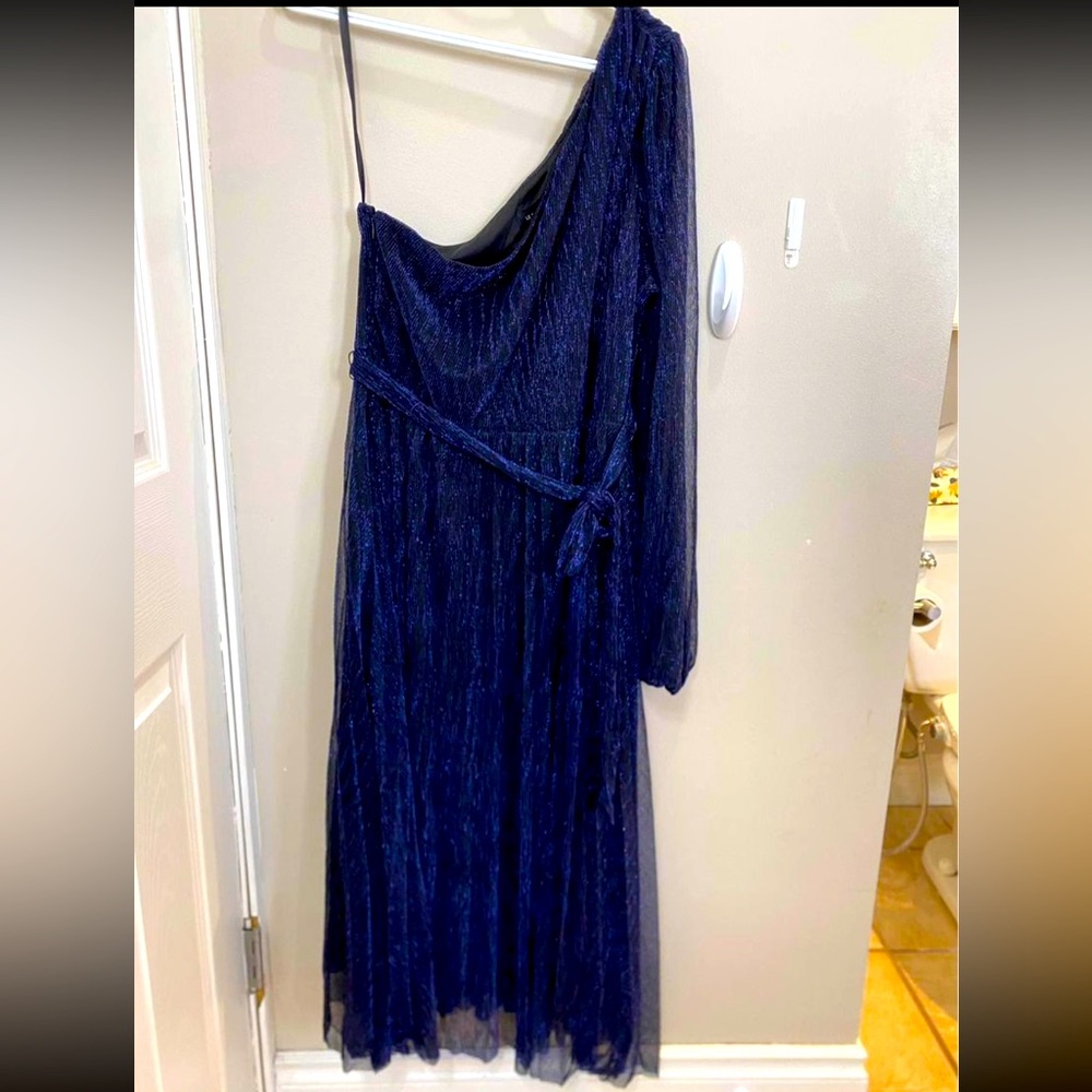 Le Chateau One Shoulder Dress - Navy Blue